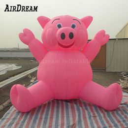 8MH (26 pies) con soplador de cerdo rosa de holanda gigable personalizado Siéntate en el suelo de animales de animales para publicidad