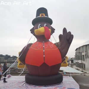8mh (26 pieds) avec du ventilateur géant gonflable de Thanksgiving Turquie Cartoon Animal Modèle pour décoration ou promotion du festival