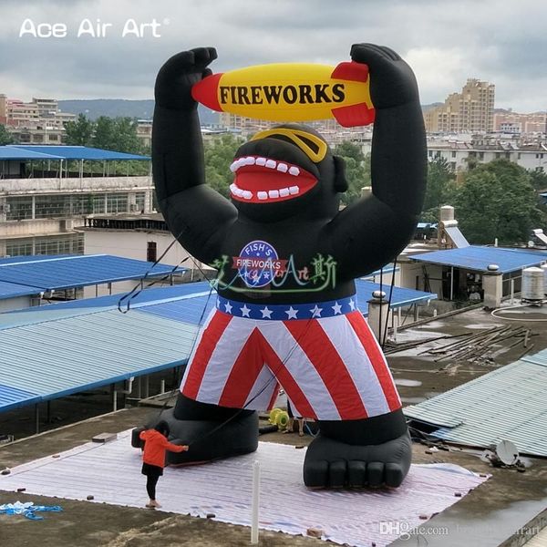 8mh (26 pieds) avec ventilateur gonflable Fireworks Rocket King Kong Arrow Free Logo Logo Giant Pop-up Gorilla Firework Modèle de promotion