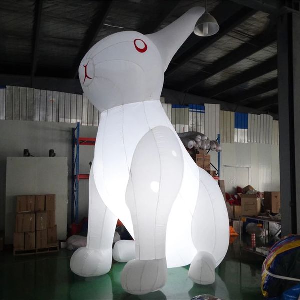 8mh (26 pieds) avec ventilation géante extérieure belle éclairage gonflable de lapin blanc