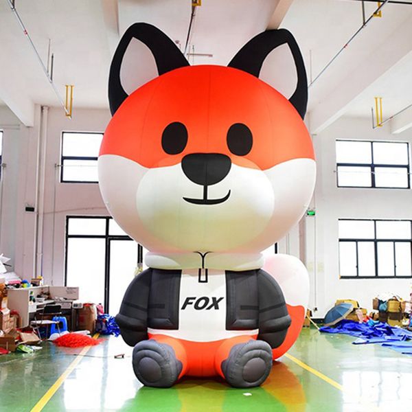 8mh (26 pieds) avec une promotion de ventilation Vente de mascotte gonflable Mascot Cartoon Animal Fox coloré et lapin Publicité réaliste personnalisée