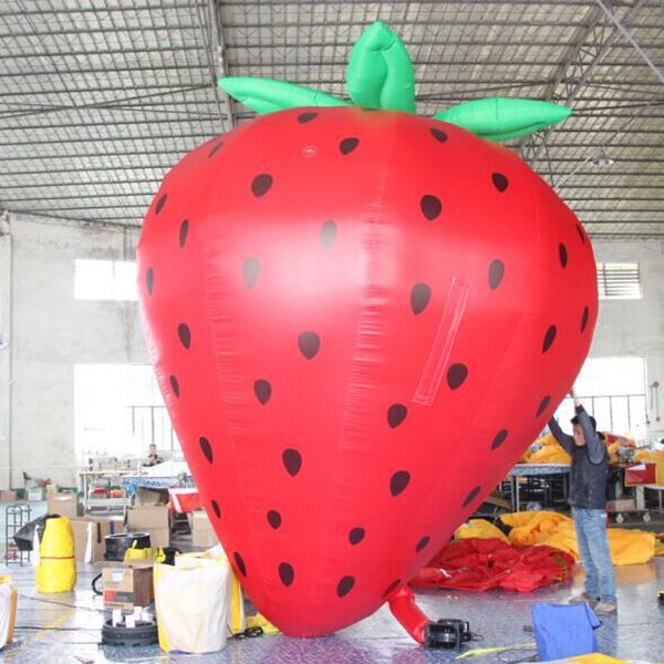 8mh (26 pieds) avec ventilateur promotionnel géant gonflable à fraise énorme ballon de fruits gonflables grande ballon de fraise pour publicité
