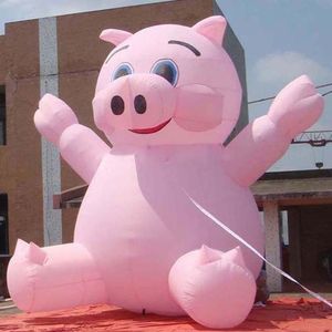 8mH (26ft) avec ventilateur en gros géant gonflable cochon rose dessin animé à vendre publicité gonflables cochons modèle extérieur portable dessins animés animaux personnages