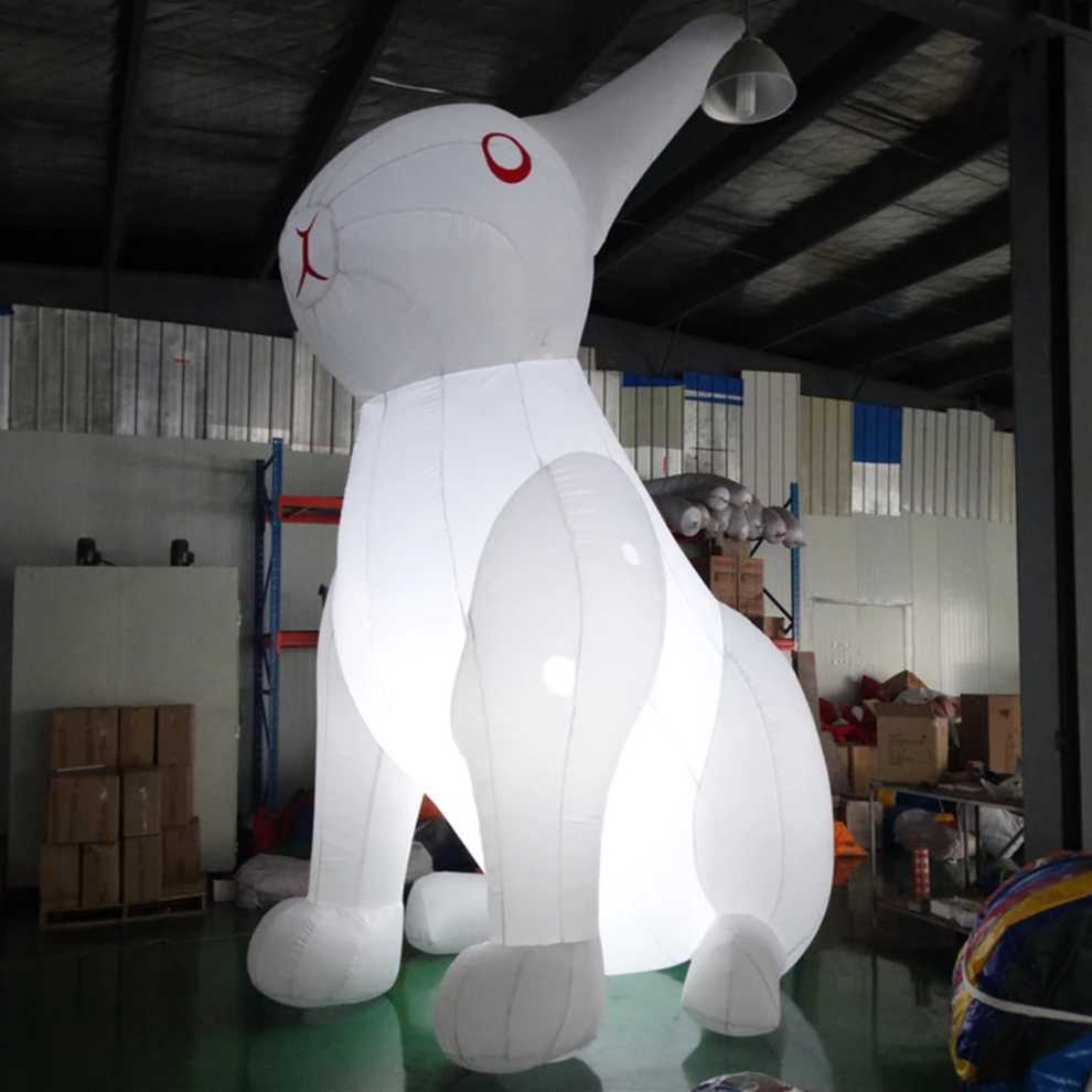 8mh al aire libre gigante encantadora iluminación inflable conejo blanco conejito modelo animal réplica para publicidad o decoración de eventos de Pascua