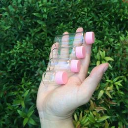 Bottiglie di vetro da 8 ml 15 ml 20 ml 25 ml con tappo in plastica Barattoli di fiale di stoccaggio a vite rosa 50 pezzi di buona quantità Vifwd