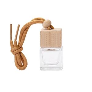 8ml Lege Helder Glazen Auto Parfumflesjes Luchtverfrisser Fles met Houten Schroefdop Hang String voor Decoraties Bcbhm