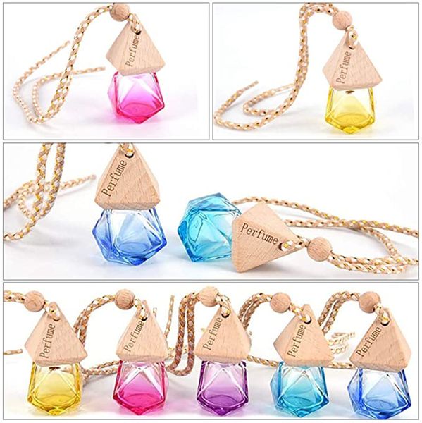 Bouteille d'huile essentielle de parfum en verre vide Mini bouteilles de parfum rechargeables portables emballage voiture ornements suspendus pendentif avec bouchons en bois