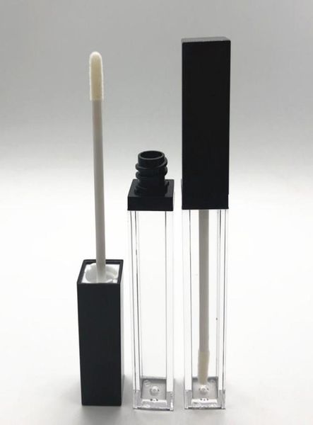 8 ml de tubos de brillo de labios vacíos recipiente de embalaje de labios transparente botellas recargables cuadradas mate mate de labios negro tubo de aceite líquido SN5324550085