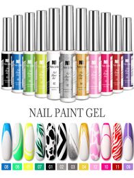 8ml Gel Nail Art ligne brosse vernis 12 couleurs pour UVLED peinture ongles dessin vernis peinture à la main vernis Liner Gels 2078349115