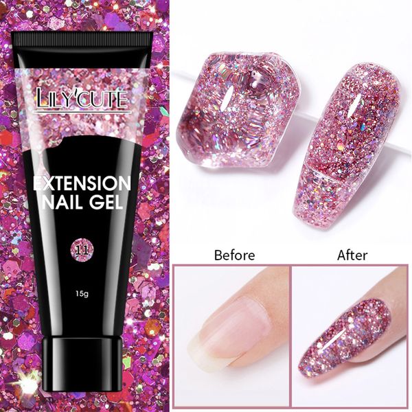 8 ml Glitter Extension UV Gel Vernis À Ongles Semi Permanent Slip Solution Liquide Extension Rapide Doigt Nail Art Design