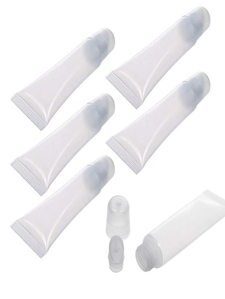 Tubos de brillo de labios de 8 ml Plástico transparente Tubos blandos recargables vacíos Bálsamo Botella de brillo de labios Envases cosméticos lápiz labial Caja de maquillaje 1535022