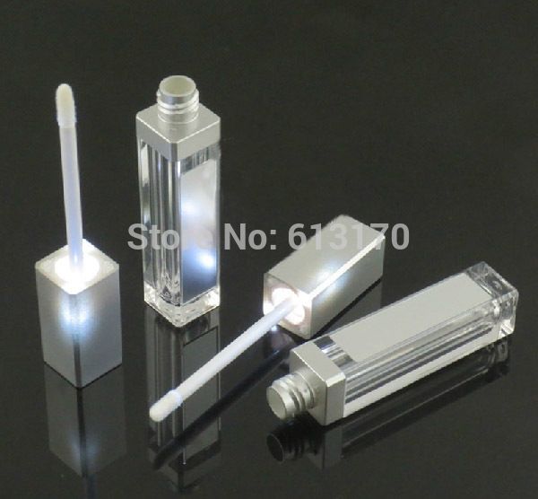 Livraison gratuite tubes de brillant à lèvres de 8 ml avec capuchon noir et argent et lumière LED tube de crème de mascara vide bricolage, bouteille de revitalash