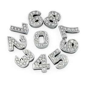 8mm 10mm AZ Alfabet 09 Nummers Zinklegering Slider Letter Charms Symbool Volledige Strass Gemengd 130pcs 1102 Q25405623