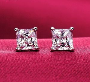 8 MM 10 MM femmes hommes unisexe carré CZ diamant argent Sterling S925 mariage post boucles d'oreilles CZ taille 2 carat 4 carat pour garçons filles