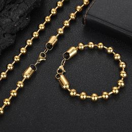 8mm 16-24 pouces jaune plaqué or en acier inoxydable chaîne ronde collier 7/8/9 pouces Bracelet pour hommes femmes bijoux de mode