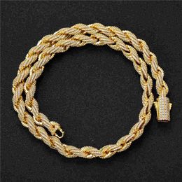 8mm 16-24 pulgadas oro blanco amarillo plateado completo CZ cuerda cadena collar 7/8 pulgadas pulsera joyería de moda para hombres y mujeres