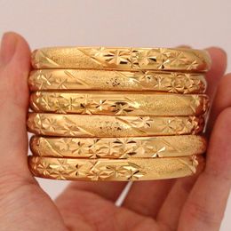 8MM 6Pcs / Lot Dubai Bracelets en or pour femmes hommes couleur 24k Bracelets éthiopiens bijoux africains saoudien arabe cadeau de mariée de mariage 240305