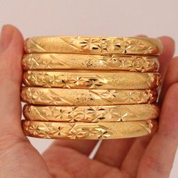 8 mm 6pcslot Dubai Gold Bangles for Women Men 24k Color Ethiopian Pulseras africanas Joyas Árabes Sauditas Regalo de novia de boda 231221
