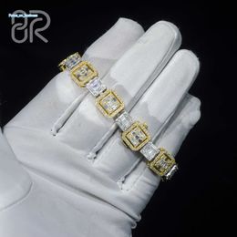 8 mm 8 VVS Braceux de tennis de diamant Moisanite Strong Bling Gold Plated Link Chain 925 Silver Fancy Bijoux