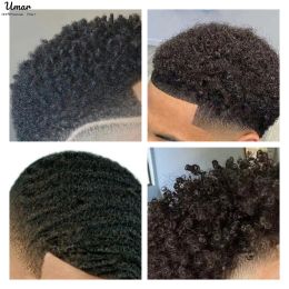8 mm Afro Curly Toupee for Men Durable Mono Curly Hair System Unit for Black Men Male Hair Prothesis Wigs for Men