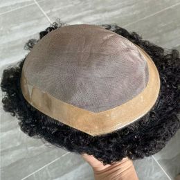 8 mm Afro Deep Curly Toupee for Men Black Durable Mono Top avec PU Base 100% Human Houstable Male Wigs Male Wigs Prothèse