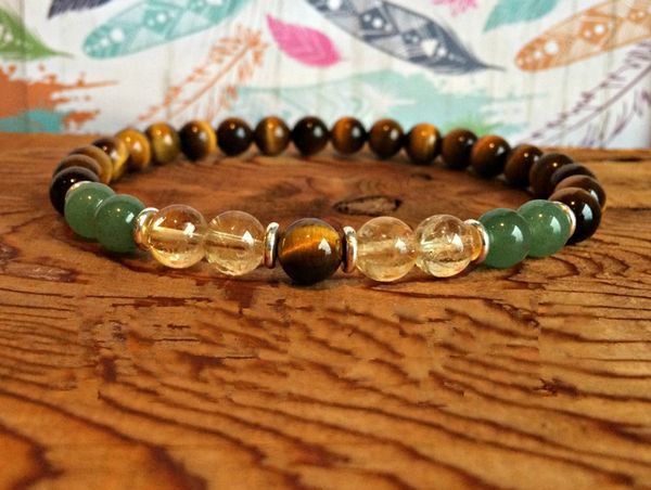 8 MM Perles Vert Aventurine Brins Jaune Quartz Oeil De Tigre Pierre Bracelets Poignet Mala Yoga Bracelet Soulagement Du Stress Bijoux Pour Hommes