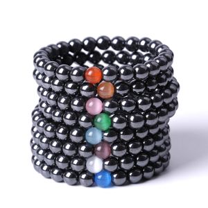 8 mm zwarte hematiet veelkleurige opaal kralen armband armbanden armbanden voor dames heren yoga sieraden