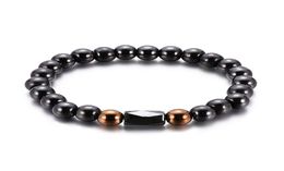 Bracelet de perles en hématite magnétique noir de 8mm, bijoux sains pour hommes, perles entières personnalisées, extensibles, Band9525622