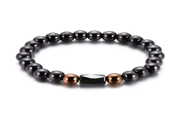 Bracelet de perles en hématite magnétique noir de 8mm, bijoux sains pour hommes, perles entières personnalisées, extensibles, 8717378