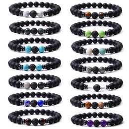 8mm noir mat pierre perles Bracelet oeil de tigre Agates hématite perles Bracelet pour femmes hommes bouddha énergie Yoga bijoux