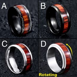 8mm zwart titanium stalen ring herten gewei en koa hout inlay bruiloft band ring gratis verzending V191129