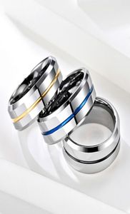8 mm bleu tungstène acier men039s anneaux simples ceinture bleue tungstène or antiscratch ring petit ami cadeau1210786