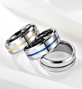 8 mm bleu tungstène acier men039s anneaux simples ceinture bleue tungstène or antiscratch ring petit ami cadeau 4857929