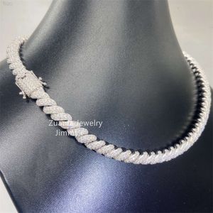 8 mm bussen naar beneden pass diamant tester Icy Moissanite Bling Shining Jewelry 925 Sterling Silver Rope Chain Chocker