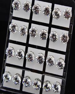 8mm Clear Oostenrijk Zirconia RVS Stud Oorbellen voor Dames Heren Hele Mode-sieraden 12pair24PCS1218254