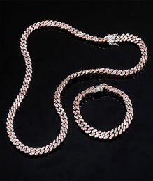 Collar de diamantes con cadena de eslabones cubanos de 8MM CZ Miami, ostentoso con cierre cerrado, collar de circonita cúbica de 18 pulgadas y 22 pulgadas para mujer 1113959