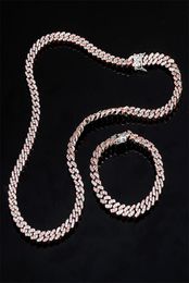 8MM CZ Miami Cadena de eslabones cubanos Collar de diamantes Bling Bling con cierre cerrado Collar de circón cúbico 18 pulgadas 22 pulgadas para mujer 6806725