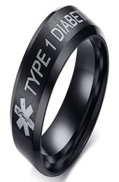 8mm diabetisch medisch bordring titanium staal mannen en vrouwen ring medische herinnering band ringen sieraden 7758319