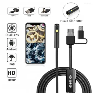 Caméra endoscopique à double objectif 8mm, étanche IP68, Endoscope d'inspection, tuyau d'égout de moteur de voiture, pour téléphone intelligent Android, USB Type C