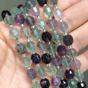 8mm pierre gemme à facettes naturel Colotful Fluorite perles entretoises en vrac pour la fabrication de bijoux à bricoler soi-même faits à la main accessoires de Bracelet
