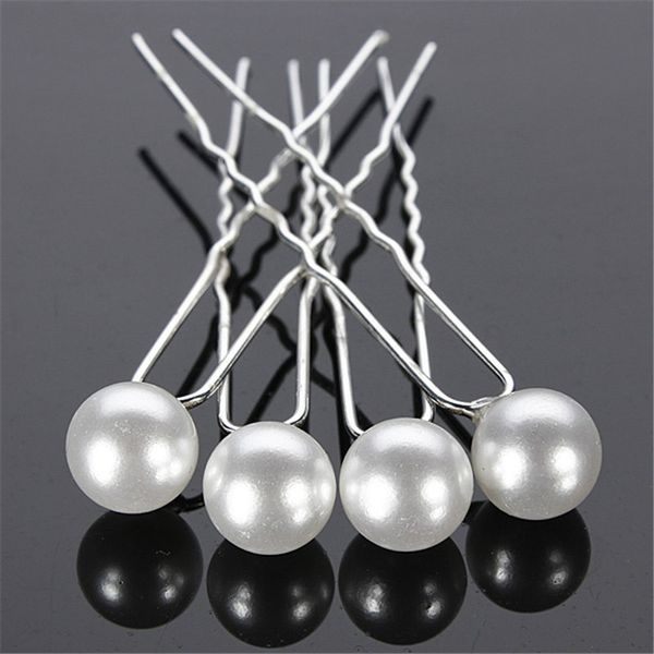 8mm Faux Mariage Mariée Mariée Prom Synthétique Blanc Perle Cheveux Bobby Argent Pin Femmes cadeau de haute qualité