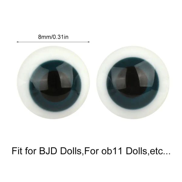 8 mm les yeux en verre globe oculaire pour 1/6 bjd poupée poupée diy fabrication d'artisanat ours animaux diy poupée accessoires de marionnettes