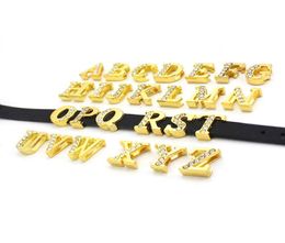 8 mm Gold Half Rinestone Letters AT puede elegir cada letras 20 PCSLOT Fit Diy Pulsera de pulsera LSSL357480949