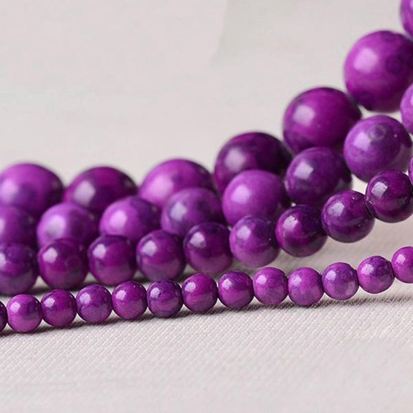 Perles rondes en Sugilite violette en pierre naturelle de haute qualité, 8mm, 4mm, 6mm, 8mm, 10mm, 12mm, pour la fabrication de bijoux, colliers et bracelets à faire soi-même
