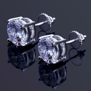 8mm Hip Hop Vergulde Ronde Volledige CZ Stud Earring van Heren Dames Stud Oorbellen met Zirkoon Steen Vrouwen Verjaardagsgeschenken