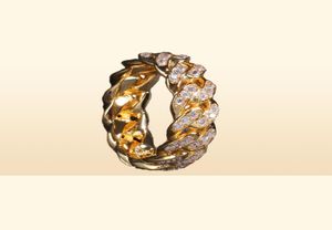 8 mm hiphop ijs uit mannen pauze instellen gouden zilveren kleur sieraden bling cz cuban kettingring2879961