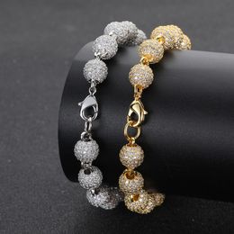 Bracelets de chaîne de balle Hip Hop Round Hop Hop Bracelets 5a Zircon Gold Women Bijoux