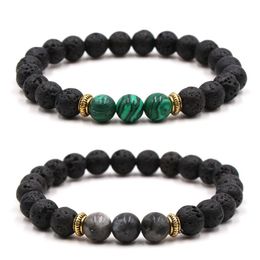8mm Lava Rock Perles pierre naturelle Labradorite Malachite Bracelets Pour Hommes Femmes Huiles Essentielles Diffuseur Bracelet
