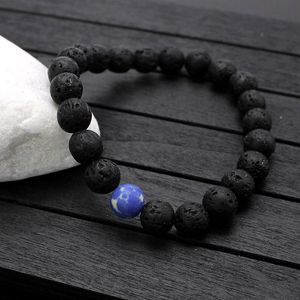 8mm Lava Stone Strands Pulseras Energía Balance Beads Charm para hombres Mujeres Amante de la oración Joyería de Yoga