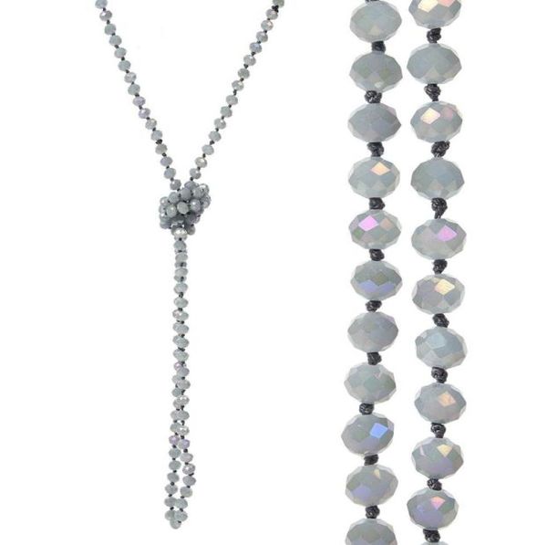 Colliers perlées en verre à facette à facette nouée de 8 mm de long Colliers de perle de brins multiplié étincelants Colliers avec nœuds entre 6423257